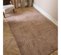 Ohs Tufted Arches Rug Soft Floor Carpet Non Slip Area Mat, Mocha - 80 X 150Cm