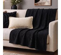 OHS Tufted Arches Throw Teddy Fleece Blanket Winter Soft Warm Bedspread in Black | Size: 125 cm x 150 cm OHS Black 125 cm x 150 cm