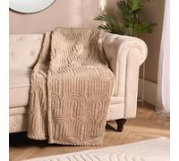 Ohs Tufted Arches Throw Teddy Fleece Blanket Winter Soft Warm Bedspread, Mink - 125 X 150 Cm