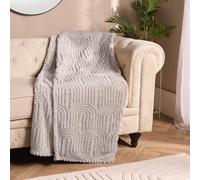 Ohs Tufted Arches Throw Teddy Fleece Blanket Winter Soft Warm Bedspread, Stone - 180 X 200 Cm