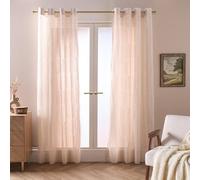 OHS Tufted Arches Voile Net Curtain Pair Window Panels Slot Top Set in Natural | Size: 140 cm width x 220 cm drop OHS Natural 140 cm width x 220 cm drop