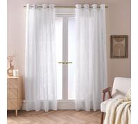 Ohs Tufted Arches Voile Net Curtain Pair Window Panels Slot Top Set - White