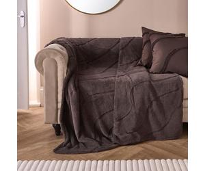 OHS Tufted BlanketThrows for Sofas Large, Super Soft Cosy Warm Teddy Fleece Blanket for Bed Couch Settee Decorative Throw Blankets Lightweight Comfy Sofa Throw, Coffee Brown - 180 x 200cm