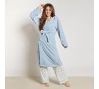 OHS Tufted Bow Ultra Soft Fleece Hooded Dressing Gown Bathrobe in Blue OHS Blue One Size