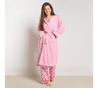 OHS Tufted Bow Ultra Soft Fleece Hooded Dressing Gown Bathrobe in Pink OHS Pink One Size