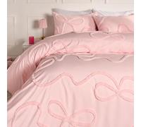 OHS Tufted Bows Pink Bedding Quilt Covers King Size, Bow Gifts for Women Super Soft Cosy Warm King Size Duvet Cover Set Luxurious Comfy Bow Bedding with Matching Pillowcases