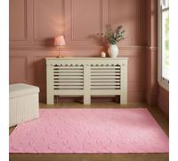 OHS Tufted Bows Rug Carpet Rugs for Bedroom, Dusky Pink - 120 x 170cm | Living Room Rug or Bed Area Anchors Style Easy to Clean