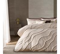 Ohs Tufted Contour Bedding Set Duvet Cover With Pillowcase, Ivory - Double