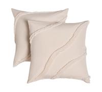 OHS Tufted Contour Cushion Covers 45 x 45 Set of 2, Super Soft Comfy Decorative Square Throw Pillow Cover with Invisible Zipper Sofa Cushion Covers Home Decor for Bedroom Living Room, Ivory