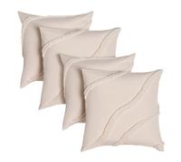 OHS Tufted Contour Cushion Covers 45 x 45 Set of 4, Super Soft Comfy Decorative Square Throw Pillow Cover with Invisible Zipper Sofa Cushion Covers Home Decor for Bedroom Living Room, Ivory