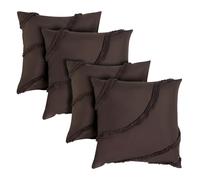 OHS Tufted Contour Cushion Covers 45 x 45 Set of 4, Super Soft Comfy Decorative Square Throw Pillow Cover with Invisible Zipper Sofa Cushion Covers Home Decor for Bedroom Living Room, Coffee