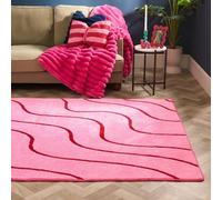 Ohs Tufted Contour Rug Soft Floor Carpet Non Slip Area Mat, Pink/red - 120 X 170Cm