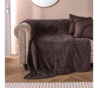 OHS Tufted Contour Throw Teddy Fleece Blanket Winter Soft Warm Bedspread in Dark Brown | Size: 180 cm x 200 cm OHS Dark Brown 180 cm x 200 cm