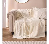 OHS Tufted Contour Throw Teddy Fleece Blanket Winter Soft Warm Bedspread in Ivory | Size: 180 cm x 200 cm OHS Ivory 180 cm x 200 cm