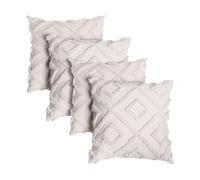 OHS Tufted Geometric Cushion Covers 45 x 45 Set of 4, Super Soft Comfy Decorative Square Throw Pillow Cover with Invisible Zipper Sofa Cushion Covers Home Decor for Bedroom Living Room, Stone