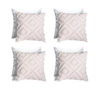 OHS Tufted Geometric Cushions with Covers Included 45 x 45cm Set of 4, Super Soft Comfy Square Throw Pillow Covers with Invincible Zipper Filled Cushions for Sofa Bedroom Living Room, Stone