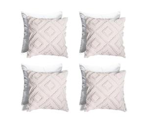 OHS Tufted Geometric Cushions with Covers Included 45 x 45cm Set of 4, Super Soft Comfy Square Throw Pillow Covers with Invincible Zipper Filled Cushions for Sofa Bedroom Living Room, Stone