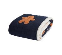 OHS Tufted Gingerbread Christmas Blanket Bed Sofa Throw, Navy - 120 x 150cm | Christmas Decorations Sherpa Reverse Fleece Blanket Super Soft Cosy Winter Warm Small Blanket Single Bed Throw