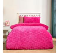 OHS Tufted Heart Duvet Cover with Pillowcase Bedding Set in Bright Pink | Size: Single OHS Bright Pink Single