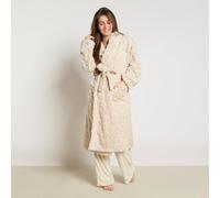 OHS Tufted Leopard Ultra Soft Fleece Hooded Dressing Gown Bathrobe in Natural OHS Natural One Size