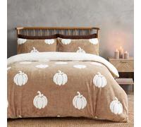OHS Tufted Pumpkin Autumn Bedding Teddy Fleece Duvet Set King Size, Natural | Halloween Bedding Sherpa Reverse King Size Duvet Cover Sets with Pillowcases Super Soft Winter Warm Thermal Fluffy Bedding