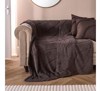 OHS Tufted Throws for Sofas, Super Soft Cosy Warm Teddy Fleece Blanket for Bed Couch Settee Decorative Throw Blanket Lightweight Comfy Single Bed Throw, Coffee Brown - 125 x 150cm