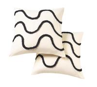 OHS Tufted Wave Cushion Covers 45 x 45 Set of 2, Gifts for Women Super Soft Decorative Square Throw Pillow Cover with Invisible Zipper Sofa Cushions Home Decor for Bedroom Living Room, Mono