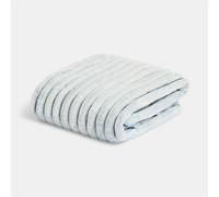 OHS Two Tone Faux Fur Ribbed Fleece Throw Thick Fluffy Blanket - Navy/white
