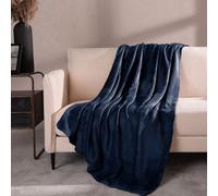 Ohs Ultra Soft Blanket Throw Warm Flannel Fleece - Navy, 120 X 150 Cm