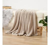 OHS Ultra Soft Flannel Fleece Throw Blanket in Light Brown | Size: 120 cm x 150 cm OHS Light Brown 120 cm x 150 cm