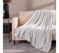 OHS Ultra Soft Flannel Fleece Throw Blanket in Silver | Size: 150 cm x 200 cm OHS Silver 150 cm x 200 cm