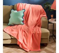 Dreamscene Fleece Throw Blanket for Bed, Gifts for Women Soft Warm Cosy Plain Fluffy Throws for Sofas Settee Armchairs Polar Fleece Blanket Double Bed Throw, Coral - 150 x 200cm