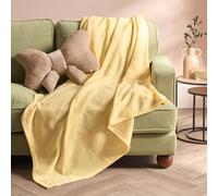 OHS Ultra Soft Polar Fleece Throw Lightweight Blanket Bedspread in Lemon | Size: 120 cm x 150 cm OHS Lemon 120 cm x 150 cm