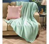OHS Ultra Soft Polar Fleece Throw Lightweight Blanket Bedspread in Mint | Size: 200 cm x 240 cm OHS Mint 200 cm x 240 cm