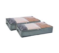 OHS Under Bed Storage 90L, Bedding Towels Duvets Clothes Storage Bag Durable Compact Bed Loft Storage Bags with Zips Easy to Use Dust Proof, 2 Pack Charcoal