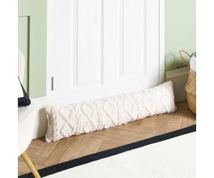 OHS Under Door Stop Cable Knit Decorative Wind Stopper Draught Excluder for Doors Cold Air Door Draft Excluder Stopper Cushion Noise Blocker for Bottom of Doors, Cream - 20 x 90cm