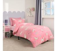 OHS Unicorn Bedding Duvet Cover Set Plush Fleece Warm Quilt, Pink - Single