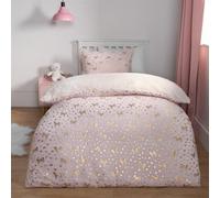 OHS Unicorn Duvet Cover Fleece Heart Quilt Reversible Bedding Set, Pink - Single