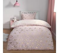 OHS Unicorn Duvet Cover Fleece Heart Warm Quilt Reversible Soft Metallic Bedding Set in Pink | Size: Double OHS Pink Double