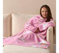 OHS Unicorn Fleece Blanket With Sleeves Rainbow Wearable Supersoft Cosy Warm Throw