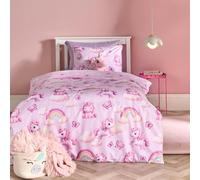 OHS Unicorn Fun Bedding Single Quilt Cover, Gifts for Girls Super Soft Cosy Warm Microfibre Polyester Girls Single Duvet Cover Set Stylish Kids Bedding with Pillowcase, Lilac