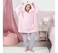 OHS Unicorn Oversized Sherpa Fleece Hoodie Blanket in Light Pink OHS Light Pink One Size