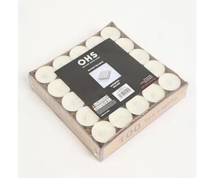 OHS Unscented Tealight Candles Pack of 100, 2 Hour Low Burn Time White Wax Candlelight Perfect for Home Decor Events Weddings Round Aluminium Cups Tea Lights