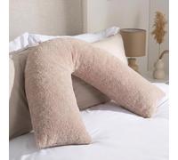 OHS V Pillow Teddy Fleece Orthopaedic Sleeping Pregnancy Pillow, Natural | V Shaped Pillow Soft Warm Comfy Hollowfibre Cushioning to Support Neck Sholder Back Nursing Maternity Cuddle Cushion