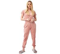 OHS Velour Velvet Womens Joggers Casual Night Loungewear Pants Trousers - Blush Pink - Medium