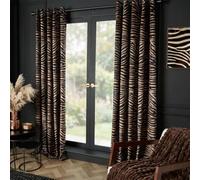 OHS Velvet Blackout Curtains 90" x 90" Thermal Lined 2 Panels, Black Zebra | Eyelet Curtains for Living Room Bedroom Home Decor Light Blocking Room Darkening Winter Summer Velvet Curtains 90 Drop