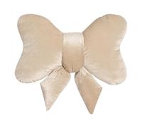 OHS Velvet Bow Cushion Christmas Throw Pillow, Christmas Decorations Novelty Cushions Plush Pillow for Sofa Couch Bedroom Back Support Scatter Cushion Stocking Fillers, Natural - 45 x 33cm