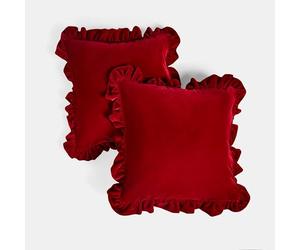 OHS Velvet Plush Cushion Covers 45 x 45cm, Ultra Soft Decorative Square Throw Pillow Covers with Invisible Zipper for Sofa Living Room Bedroom Pillow Cases 2 Pack, Burgundy
