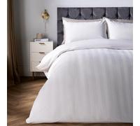 OHS Velvet Stripe Super Soft Duvet Cover Bedding Set, Double - Cream