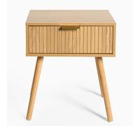 Ohs Venice Bedside Table 1 Drawer Cabinet Nightstand Storage Unit, Natural Wood